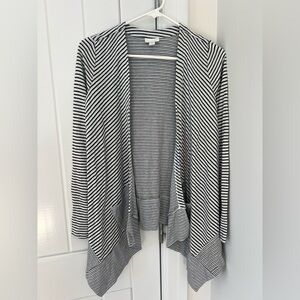 J. Jill Black and White Striped Cardigan